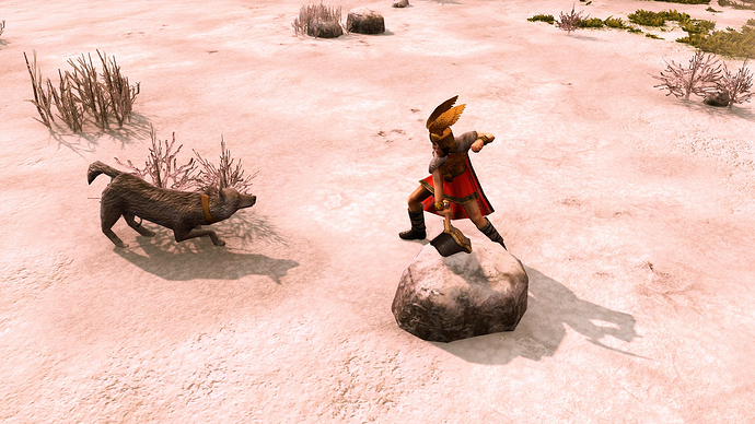 AoE III DE Thor trying to prove worthy to lift Mjölnir when Loki disguised as a wolf attacks at sunrise
