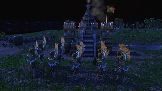 AoE III DE Aztecs Legendary Eagle Runner Knight during the night