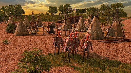 AoE III DE Lakota Axe Rider natives at sunrise