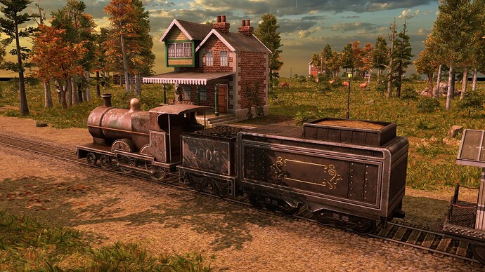 AoE III DE Train at sunrise