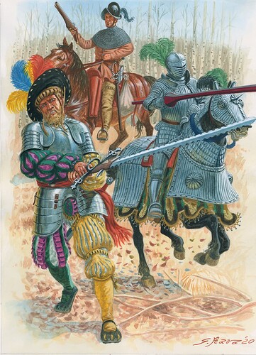 Reiter pistoler with Landsknecht and knight of the HRE_Renaissance Armies in Italy - Osprey Bookimage