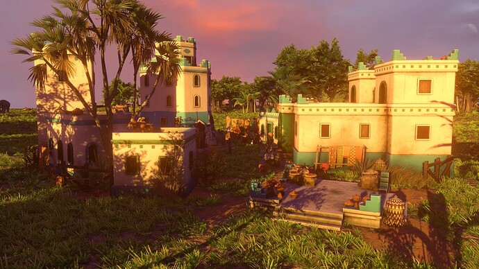 AoE III DE Somalis settlement at sunset