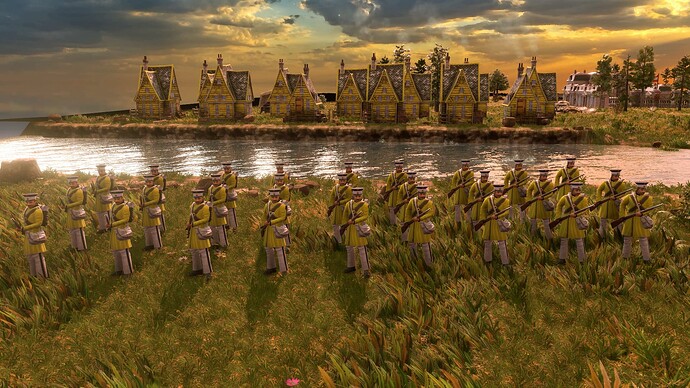 AoE III DE German Guard Landwehr at sunrise
