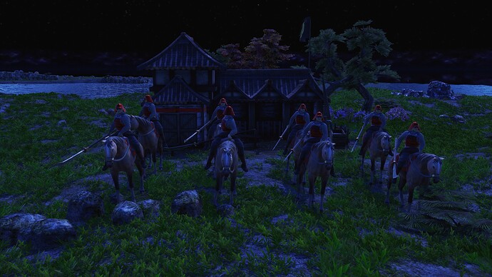 AoE III DE Japanese Naginata Rider during the night