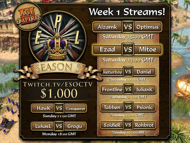 EPL43 W1 Schedule