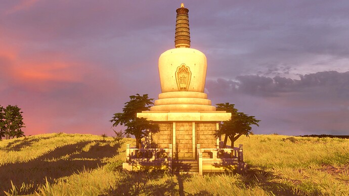 AoE III DE White Pagoda at sunset