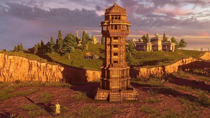 AoE III DE Tower of Victory at sunset
