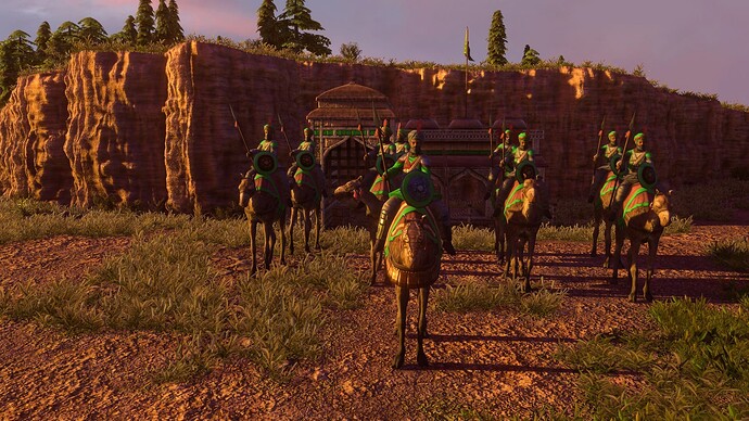 AoE III DE Indians Mansabdar Sowar leading Disciplined Sowar at sunset
