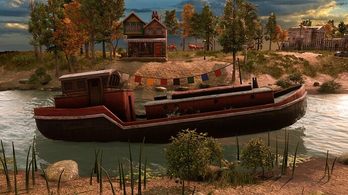 AoE III DE Trading Barge at sunrise