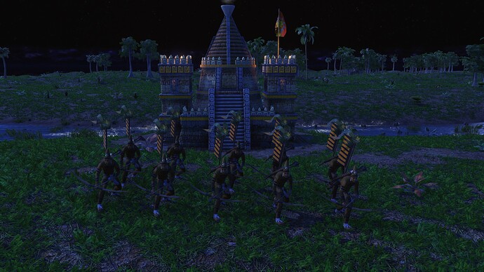AoE III DE Aztecs Legendary Arrow Knight during the night