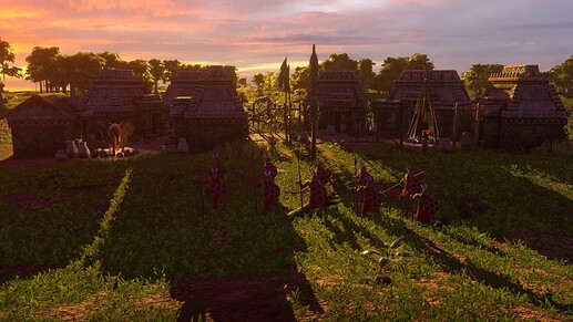 AoE III DE Maya Holcan Spearman at sunset