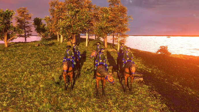 AoE III DE United States Imperial Carbine Cavalry at sunset