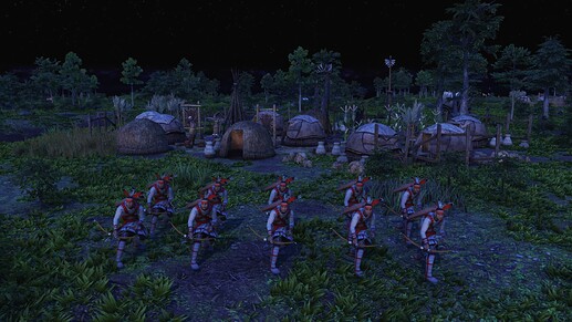 AoE III DE Seminole Sharktooth Bowman during the night