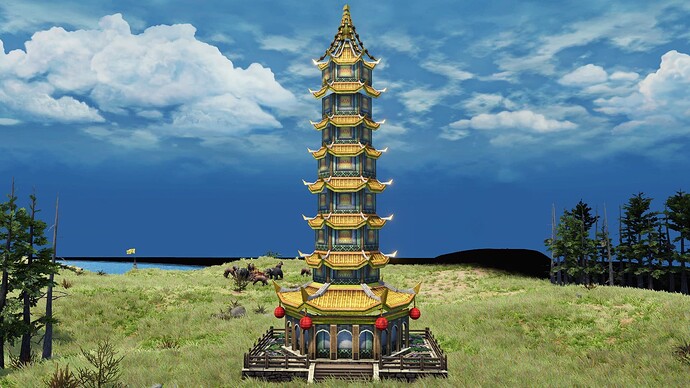 AoE III Porcelain Tower during the day