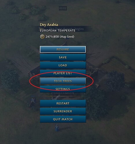 opening tech tree during match