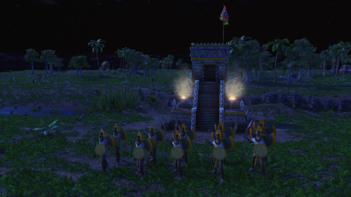 AoE III DE Aztecs Legendary Otontin Slinger during the night