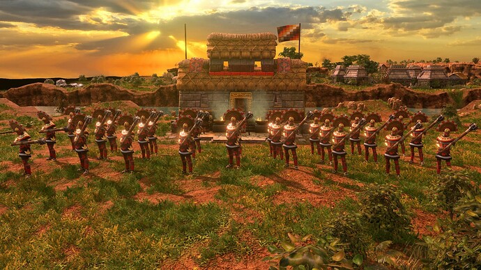 AoE III DE Inca Champion Maceman at sunrise