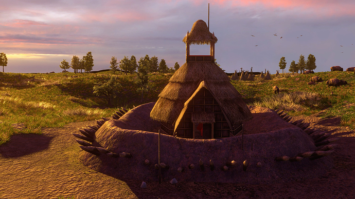 AoE III DE Stronghold at sunset (Haudenosaunee and Lakota)