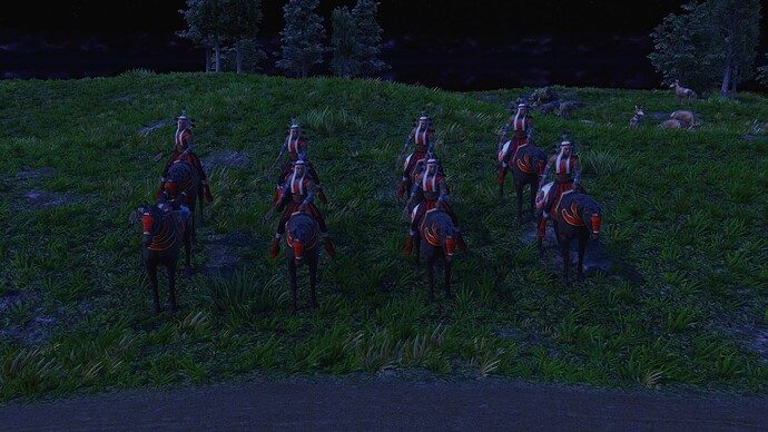 AoE III DE Lakota Champion Axe Rider during the night