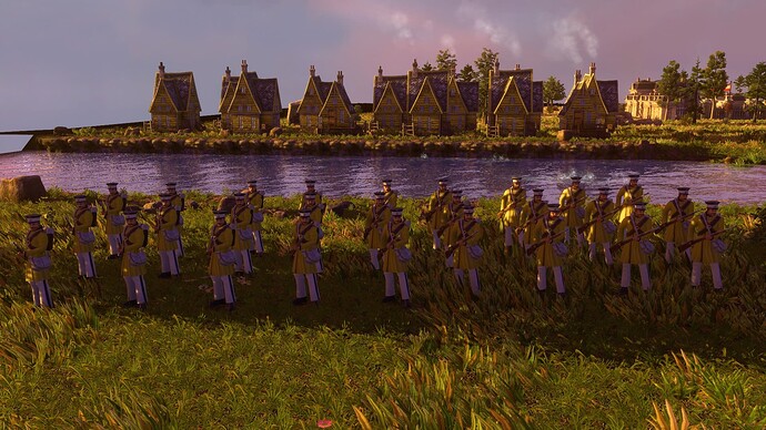 AoE III DE German Guard Landwehr at sunset