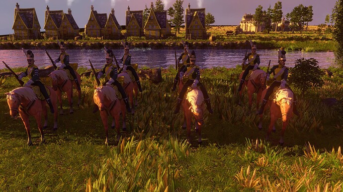 AoE III DE German Guard Prinz Chevauleger at sunset