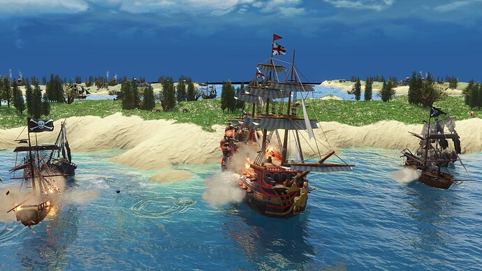 AoE III DE British Battleship battling Pirates during the day