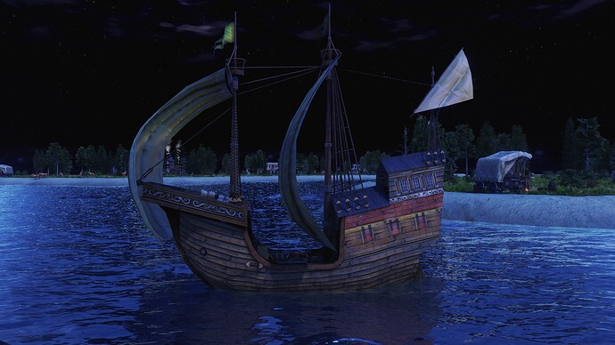 AoE III DE Oceanic Carrack during the night