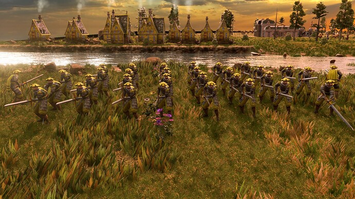 AoE III DE German Guard Doppelsoldner at sunrise