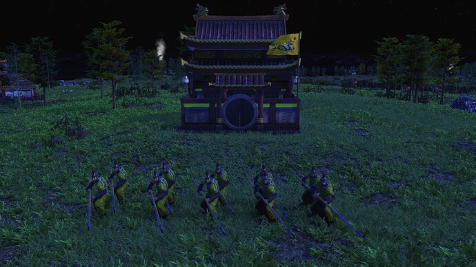 AoE III DE Chinese Honored Qiang Pikeman during the night