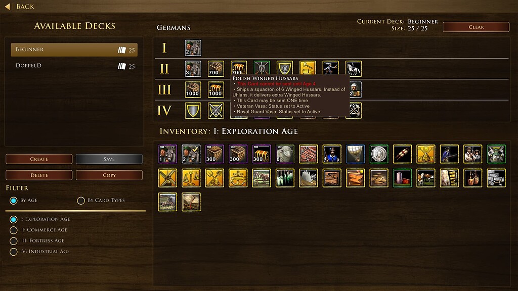 Winged Hussar card for Germany is bugged III Report a Bug Age of