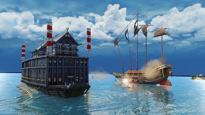 AoE III DE Japanese Tekkousen battling Chinese Fuchuan during the day