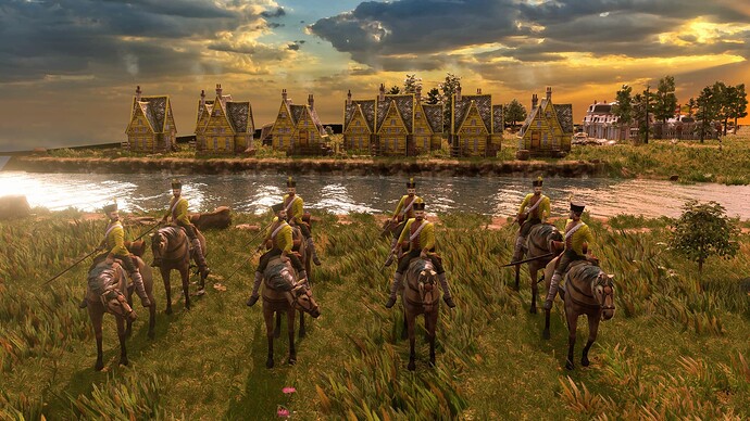AoE III DE German Uhlan at sunrise