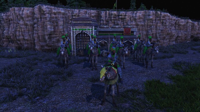 AoE III DE Indians Mansabdar Zamburak leading Disciplined Zamburak during the night