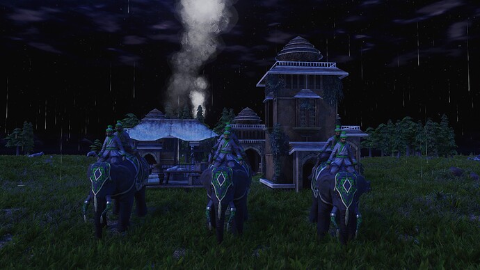 AoE III DE Bhakti War Elephant during the night