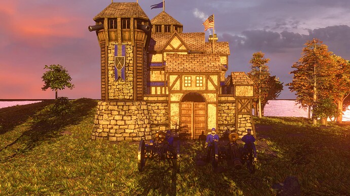 AoE III DE United States Imperial Gatling Gun at sunset