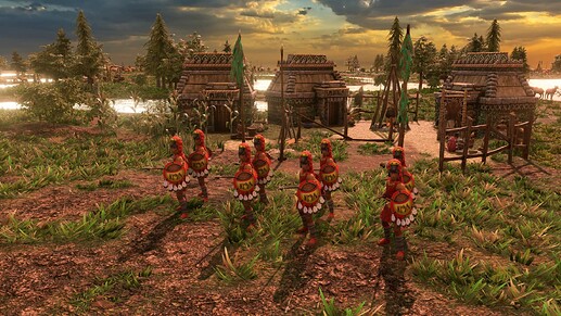 AoE III DE Aztec Eagle Warrior natives at sunrise