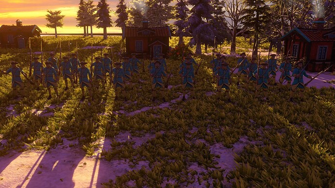 AoE III DE Swedes Guard Carolean at sunset
