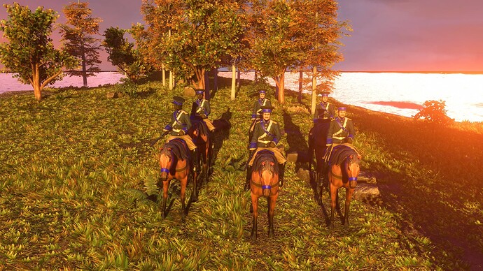 AoE III DE United States Guard Carbine Cavalry at sunset