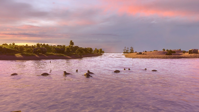 AoE III DE Heligoland at sunset