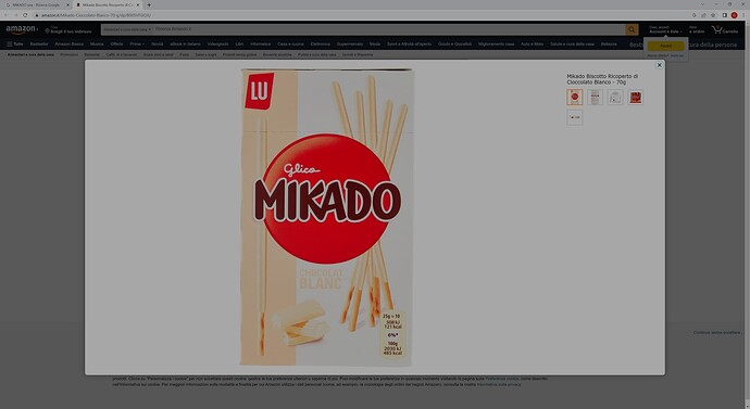 Mikado Biscotto Ricoperto di Cioccolato Bianco - 70g _ Amazon.it_ Alimentari e cura della casa - Google Chrome 29_06_2023 18_33_37