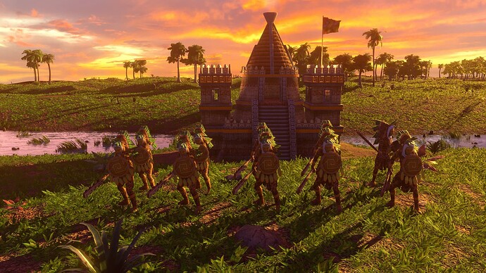 AoE III DE Aztecs Legendary Jaguar Prowl Knight at sunset