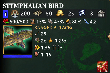 Fully upgraded Mythical Age Stymphalian Bird