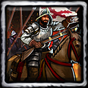 image of a conquistador riding a horse, carrying a rifle128x128