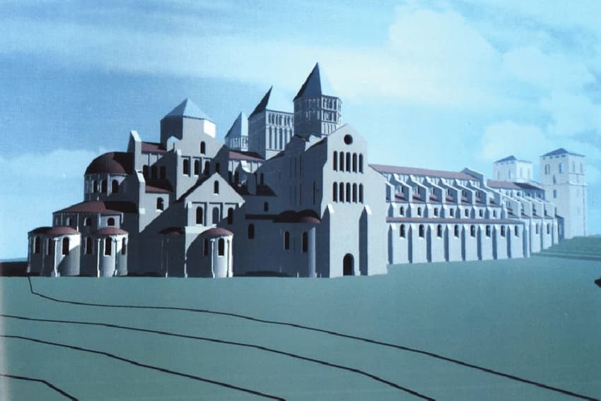 Cluny Abbey Reconstruction-of-the-medieval-church-of-Cluny-III-exterior-view-Copyright