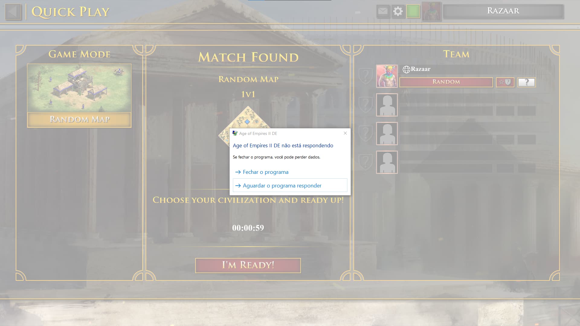 Game crashes before load screen of quick play match - II - Report a Bug ...