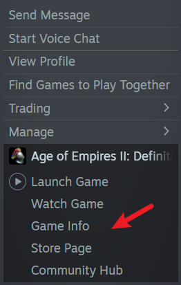 Steam Context Menu